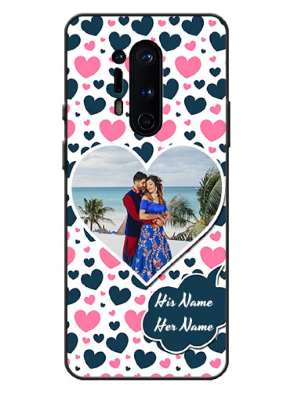 Custom OnePlus 8 Pro Custom Metal Phone Case - Pink and Blue Heart Design