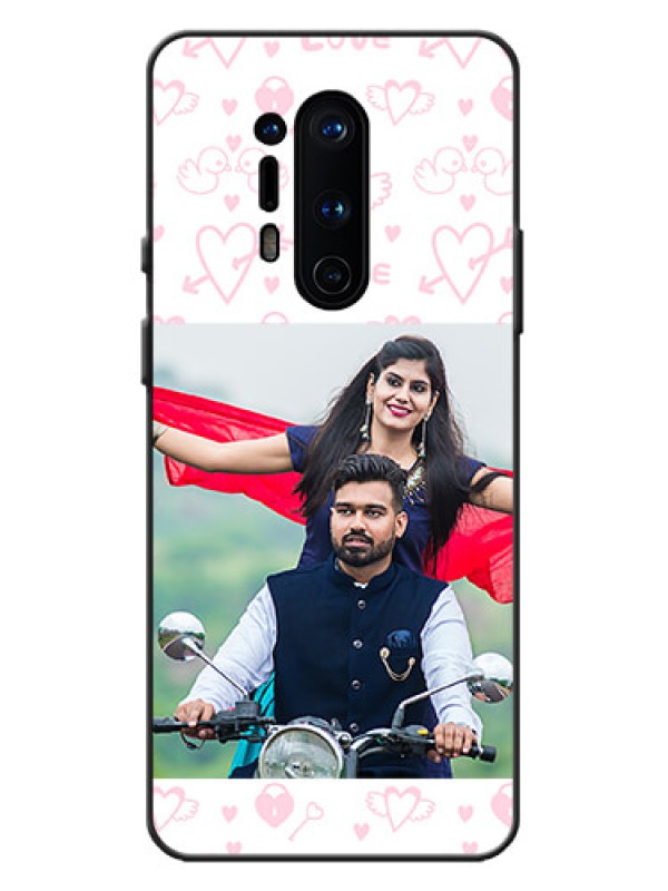 Custom OnePlus 8 Pro Custom Metal Phone Case - Pink Flying Heart Design