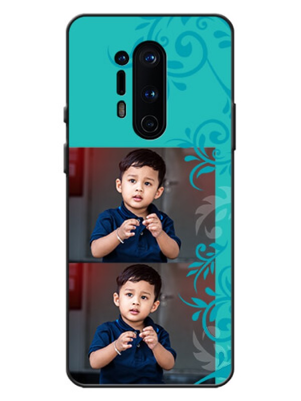 Custom OnePlus 8 Pro Custom Metal Phone Case - With Photo And Green Floral Design