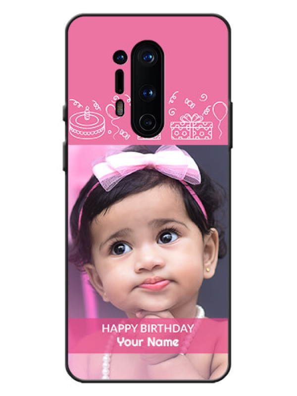 Custom OnePlus 8 Pro Custom Metal Phone Case - With Birthday Line Art Design