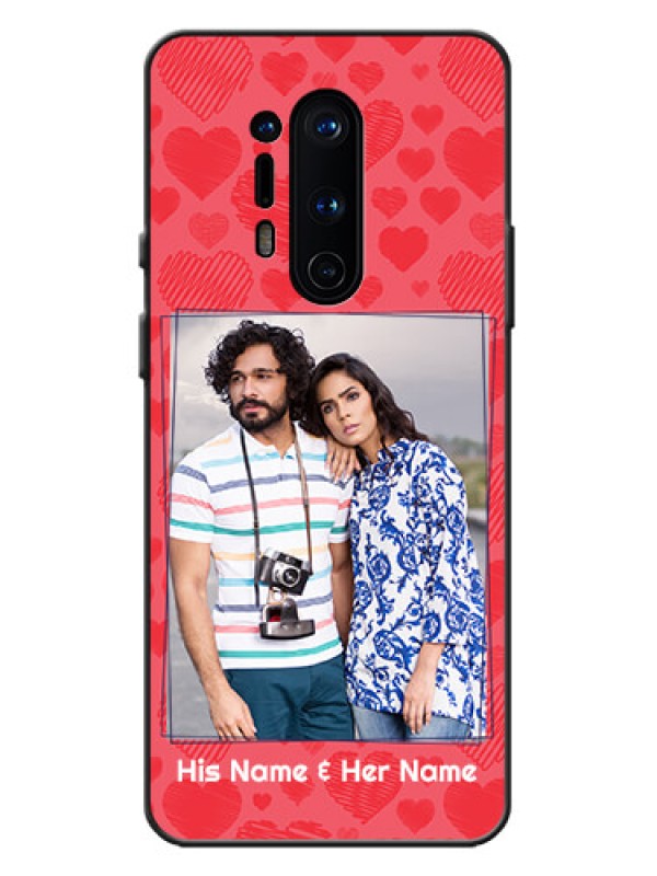Custom OnePlus 8 Pro Custom Metal Phone Case - With Red Heart Symbols Design