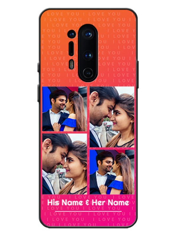 Custom OnePlus 8 Pro Custom Metal Phone Case - I Love You Pink Design