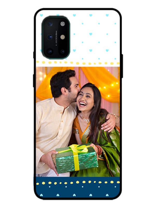 Custom OnePlus 8T Custom Metal Phone Case - White And Blue Abstract Design