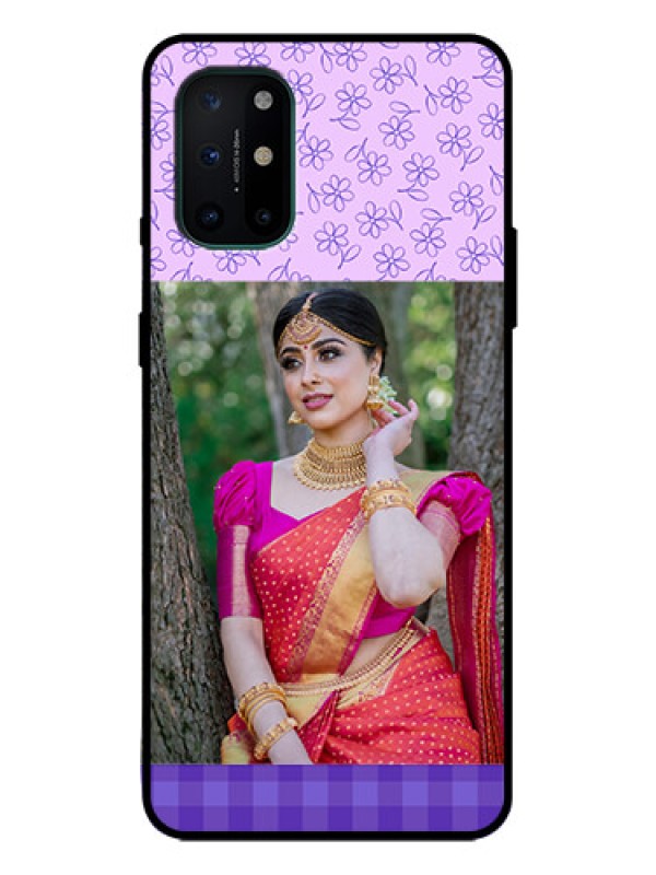 Custom OnePlus 8T Custom Metal Phone Case - Purple Floral Design