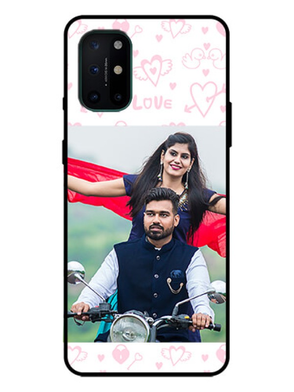 Custom OnePlus 8T Custom Metal Phone Case - Pink Flying Heart Design