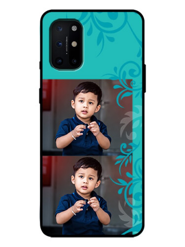 Custom OnePlus 8T Custom Metal Phone Case - With Photo And Green Floral Design