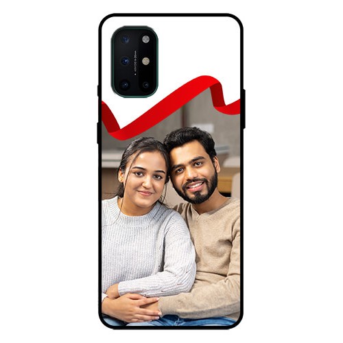 Buy OnePlus 8T Custom Metal Phone Case Red Ribbon Frame Design