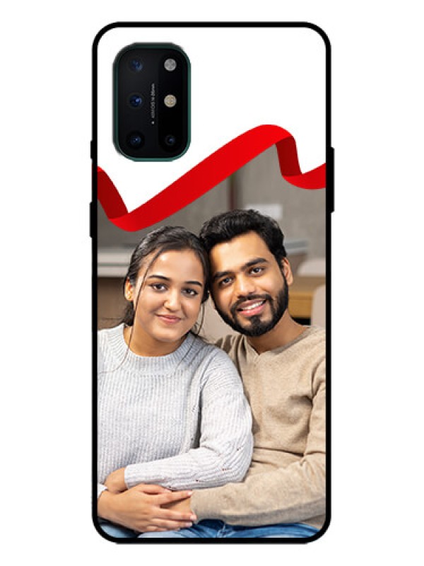 Custom OnePlus 8T Custom Metal Phone Case - Red Ribbon Frame Design