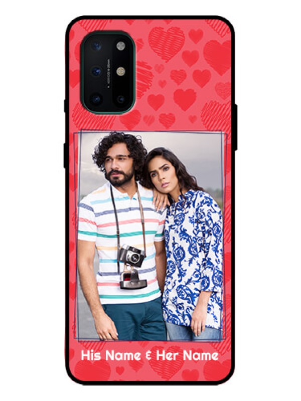 Custom OnePlus 8T Custom Metal Phone Case - With Red Heart Symbols Design