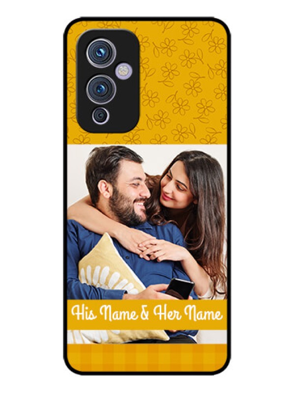 Custom OnePlus 9 5G Custom Metal Phone CaseYellow Floral Design