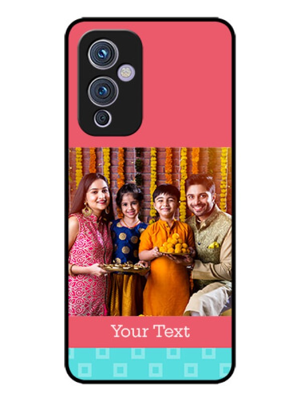 Custom OnePlus 9 5G Custom Metal Phone CasePeach and Blue Color Design