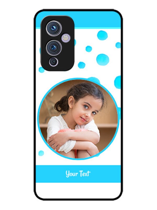 Custom OnePlus 9 5G Custom Metal Phone CaseBlue Bubbles Pattern Design