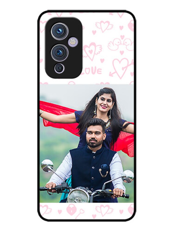 Custom OnePlus 9 5G Custom Metal Phone CasePink Flying Heart Design