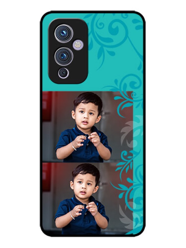 Custom OnePlus 9 5G Custom Metal Phone CaseWith Photo And Green Floral Design