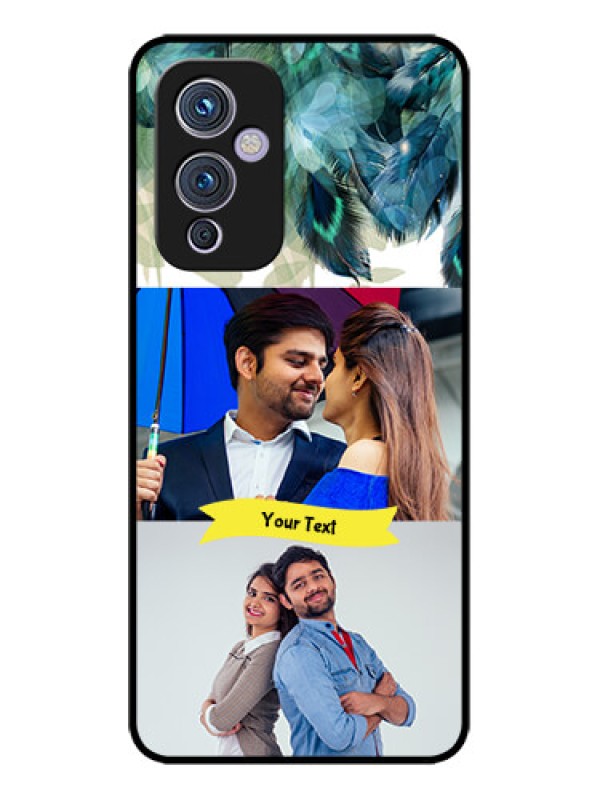 Custom OnePlus 9 5G Custom Metal Phone CaseImage With Boho Peacock Feather Design