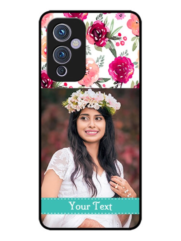 Custom OnePlus 9 5G Custom Metal Phone CaseWater Colors Floral Design