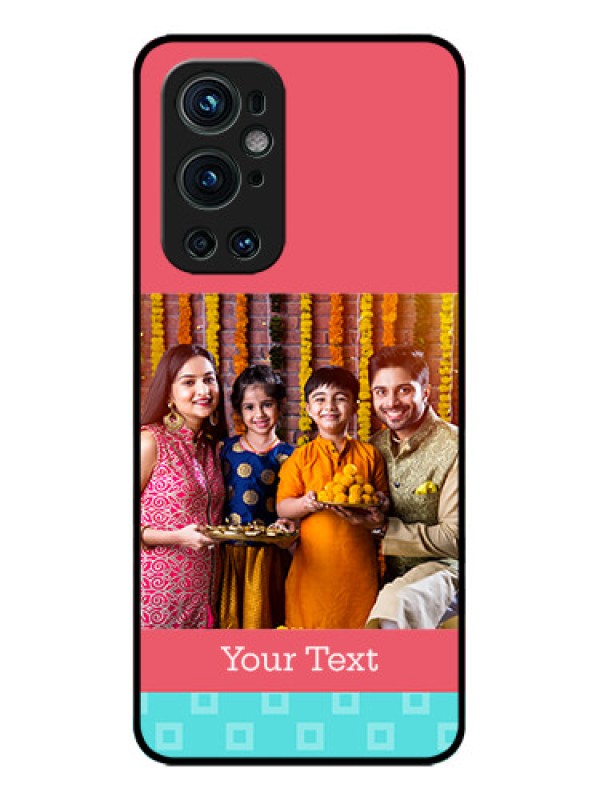 Custom OnePlus 9 Pro 5G Custom Metal Phone CasePeach and Blue Color Design