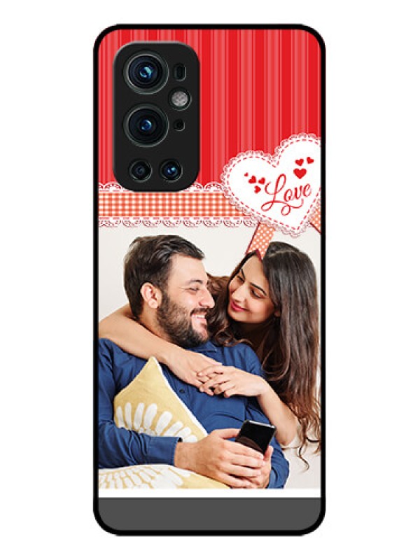 Custom OnePlus 9 Pro 5G Custom Metal Phone CaseRed Love Pattern Design