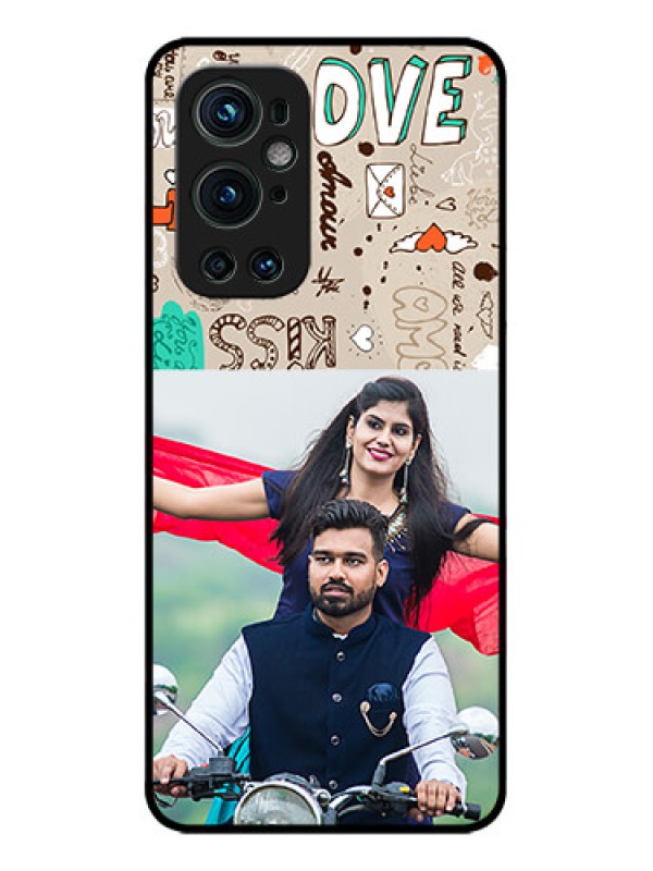 Custom OnePlus 9 Pro 5G Custom Metal Phone CaseLove Doodle Pattern