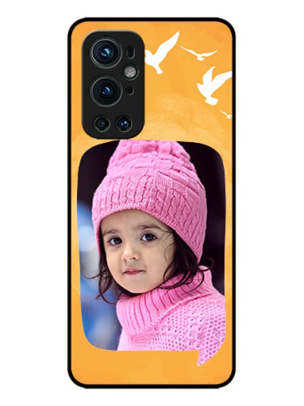 Custom OnePlus 9 Pro 5G Custom Metal Phone CaseWater Color Design With Bird Icons