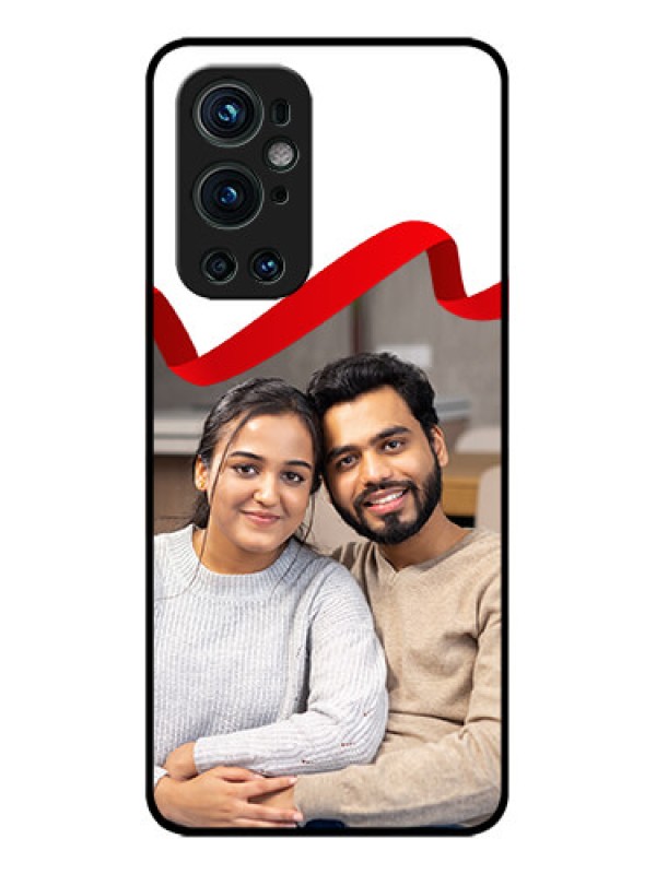 Custom OnePlus 9 Pro 5G Custom Metal Phone CaseRed Ribbon Frame Design