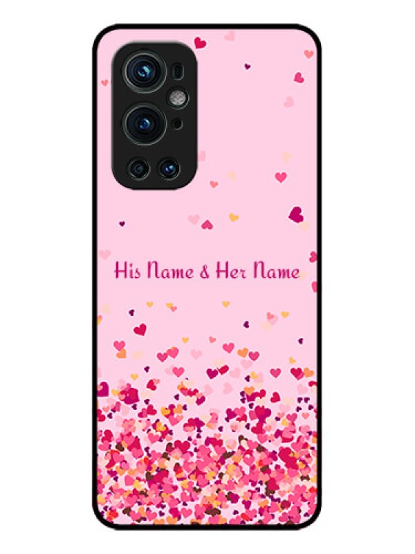 Custom OnePlus 9 Pro 5G Custom Metal Phone CaseFloating Hearts Design