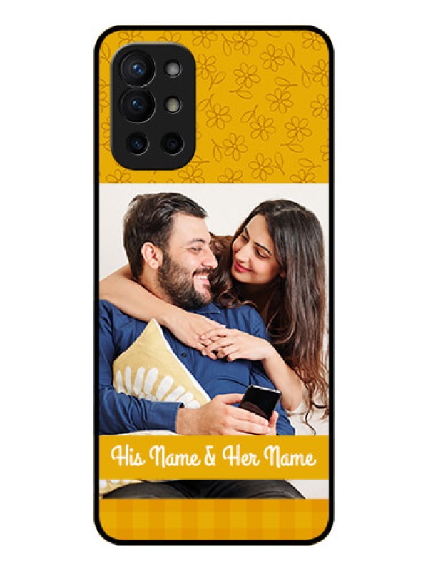 Custom OnePlus 9R 5G Custom Metal Phone CaseYellow Floral Design