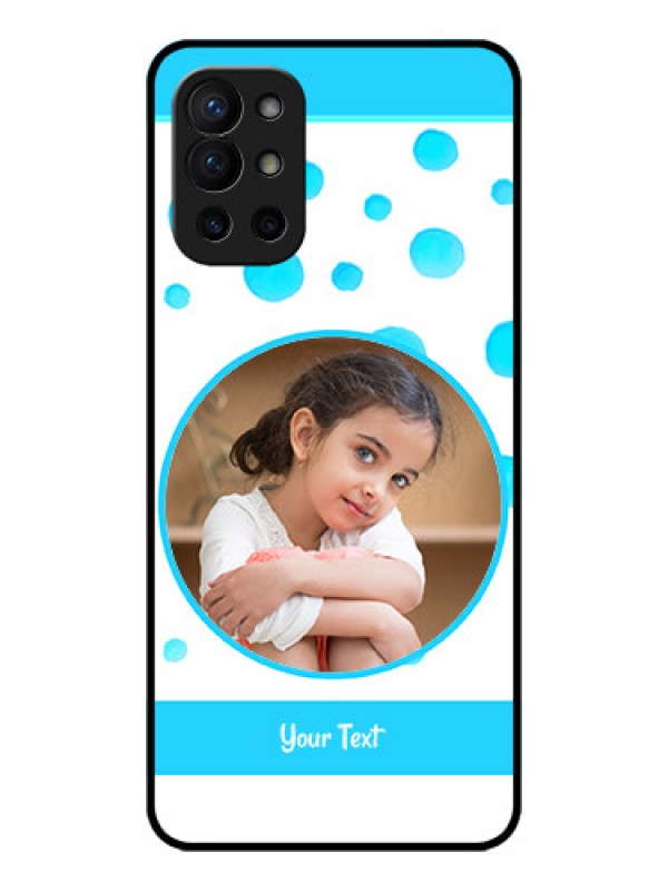 Custom OnePlus 9R 5G Custom Metal Phone CaseBlue Bubbles Pattern Design