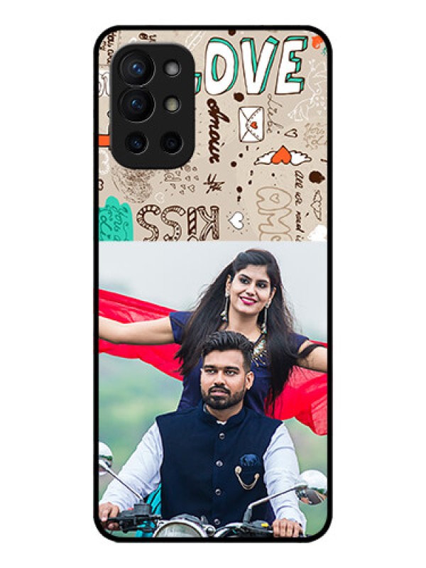 Custom OnePlus 9R 5G Custom Metal Phone CaseLove Doodle Pattern