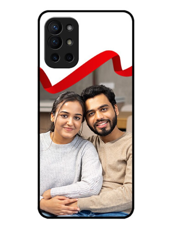 Custom OnePlus 9R 5G Custom Metal Phone CaseRed Ribbon Frame Design