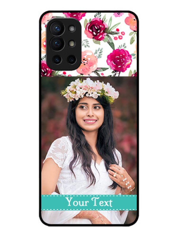 Custom OnePlus 9R 5G Custom Metal Phone CaseWater Colors Floral Design