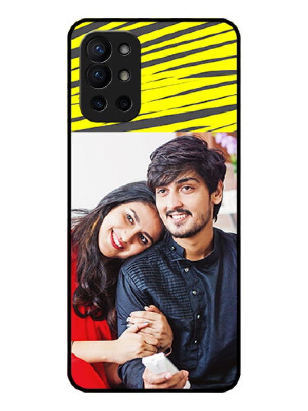 Custom OnePlus 9R 5G Custom Metal Phone CaseYellow Abstract Design