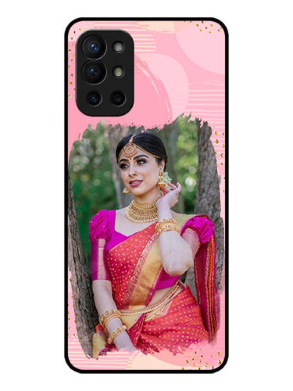 Custom OnePlus 9R 5G Custom Metal Phone CaseGold Glitter Splash Design