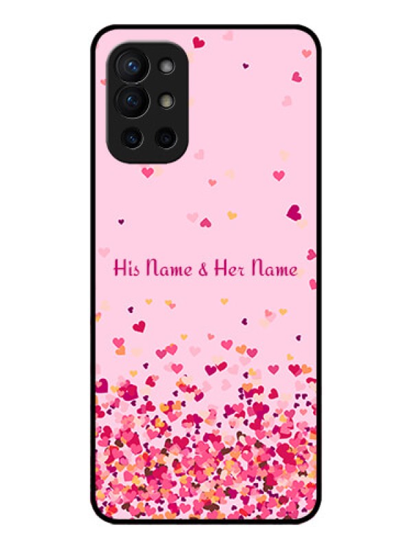 Custom OnePlus 9R 5G Custom Metal Phone CaseFloating Hearts Design