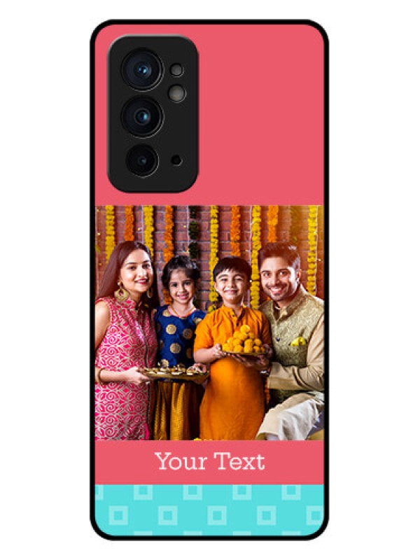 Custom OnePlus 9RT 5G Custom Metal Phone CasePeach and Blue Color Design