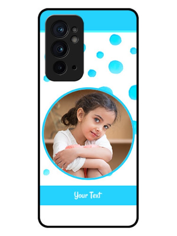 Custom OnePlus 9RT 5G Custom Metal Phone CaseBlue Bubbles Pattern Design