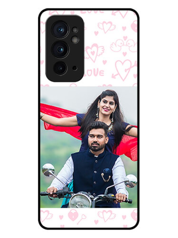 Custom OnePlus 9RT 5G Custom Metal Phone CasePink Flying Heart Design