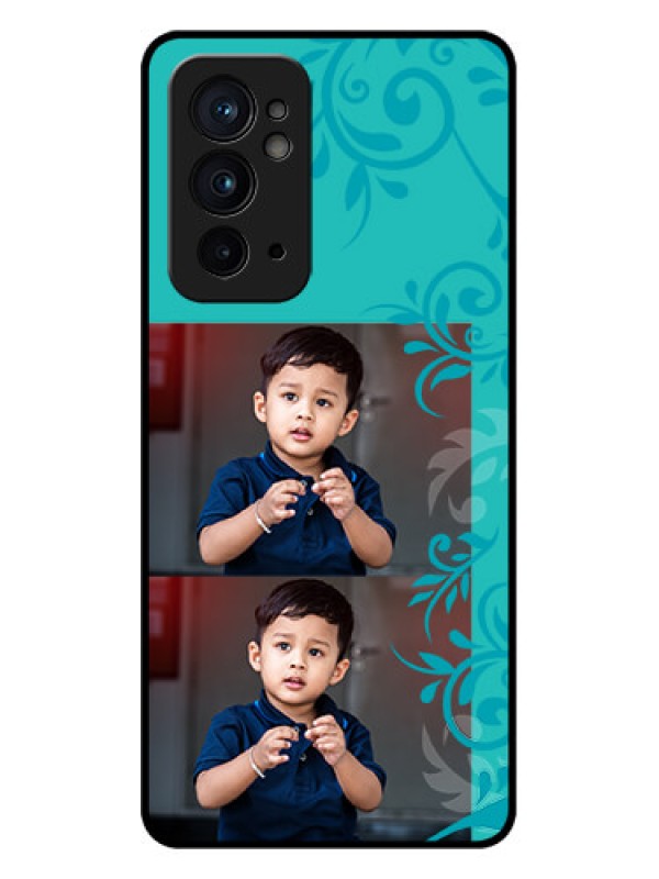 Custom OnePlus 9RT 5G Custom Metal Phone CaseWith Photo And Green Floral Design