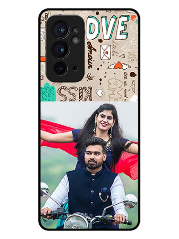 Custom OnePlus 9RT 5G Custom Metal Phone CaseLove Doodle Pattern