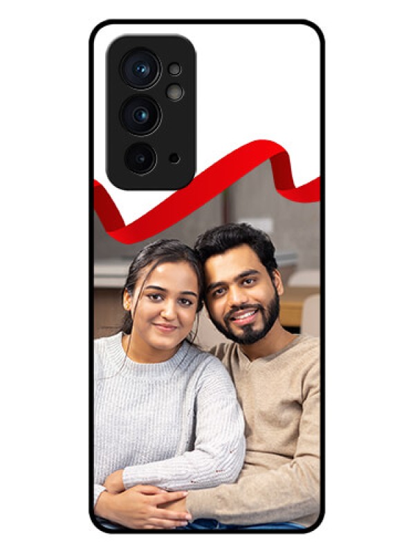 Custom OnePlus 9RT 5G Custom Metal Phone CaseRed Ribbon Frame Design