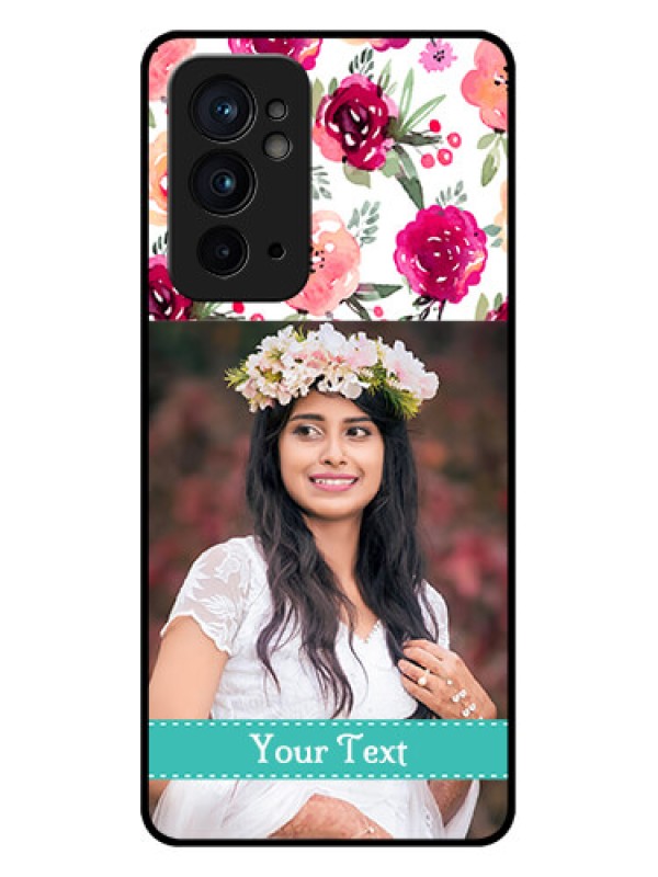 Custom OnePlus 9RT 5G Custom Metal Phone CaseWater Colors Floral Design