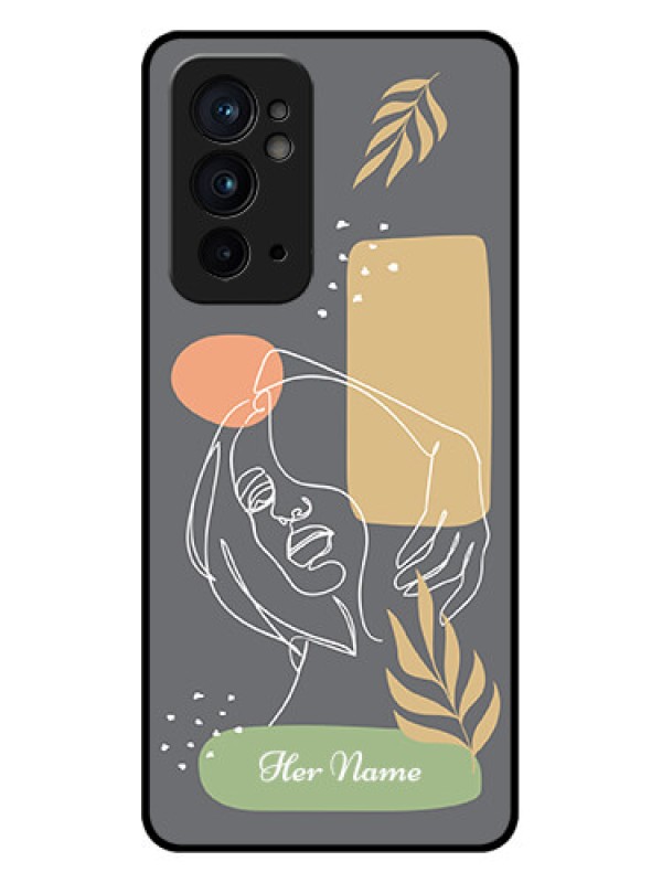 Custom OnePlus 9RT 5G Custom Metal Phone CaseGazing Woman Line Art Design
