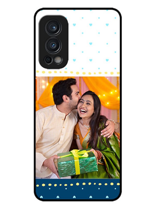 Custom OnePlus Nord 2 5G Custom Metal Phone CaseWhite And Blue Abstract Design