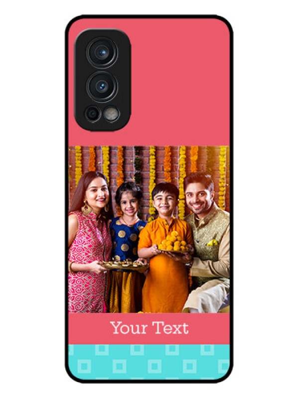 Custom OnePlus Nord 2 5G Custom Metal Phone CasePeach and Blue Color Design