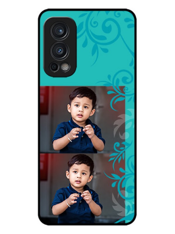 Custom OnePlus Nord 2 5G Custom Metal Phone CaseWith Photo And Green Floral Design