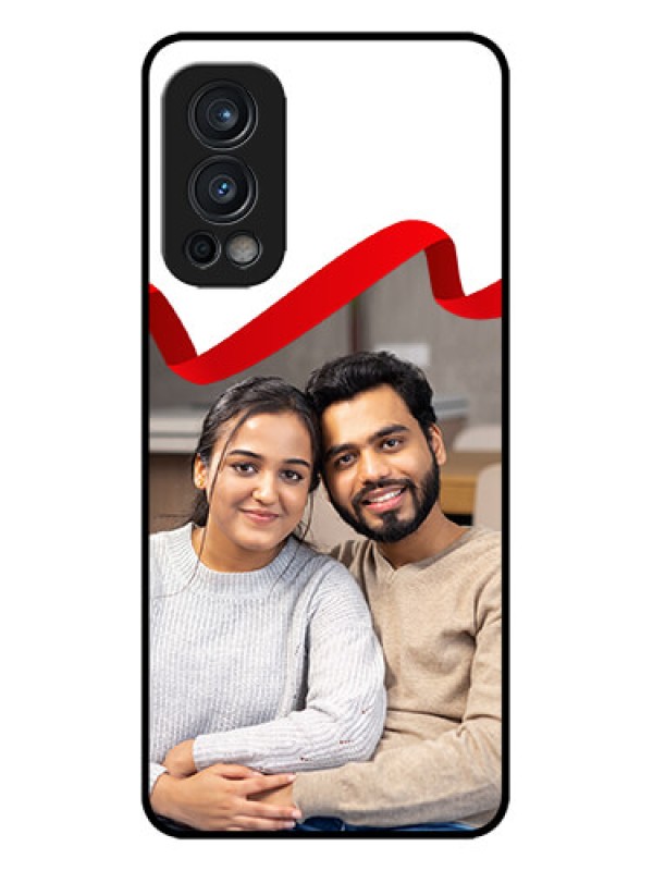 Custom OnePlus Nord 2 5G Custom Metal Phone CaseRed Ribbon Frame Design