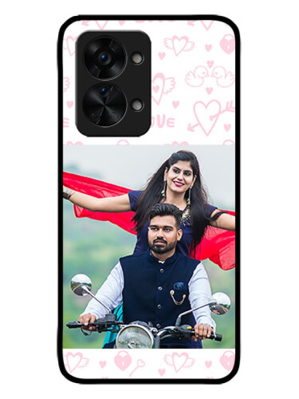 Custom OnePlus Nord 2T 5G Custom Metal Phone CasePink Flying Heart Design