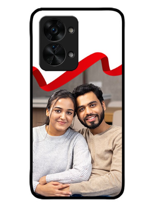 Custom OnePlus Nord 2T 5G Custom Metal Phone CaseRed Ribbon Frame Design