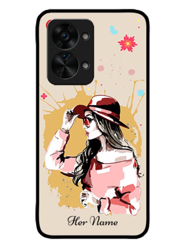 Custom OnePlus Nord 2T 5G Custom Metal Phone CaseWomen With Pink Hat Design
