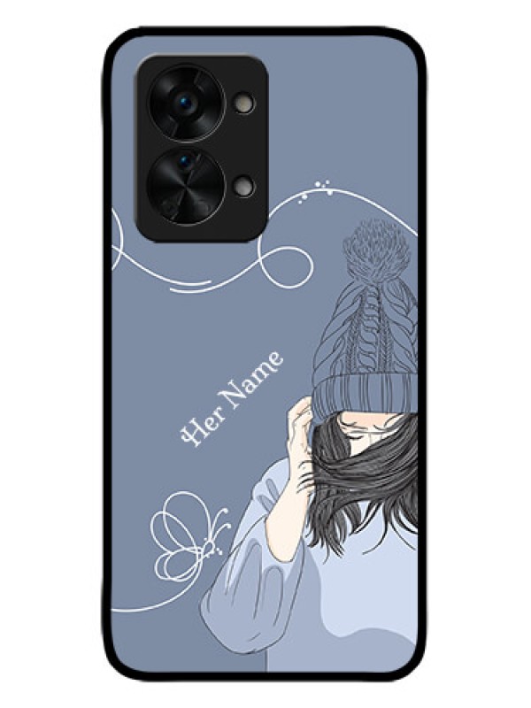 Custom OnePlus Nord 2T 5G Custom Metal Phone CaseGirl In Winter Outfit Design